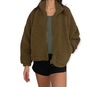 Teddy Bear Olive Green Cropped Sherpa